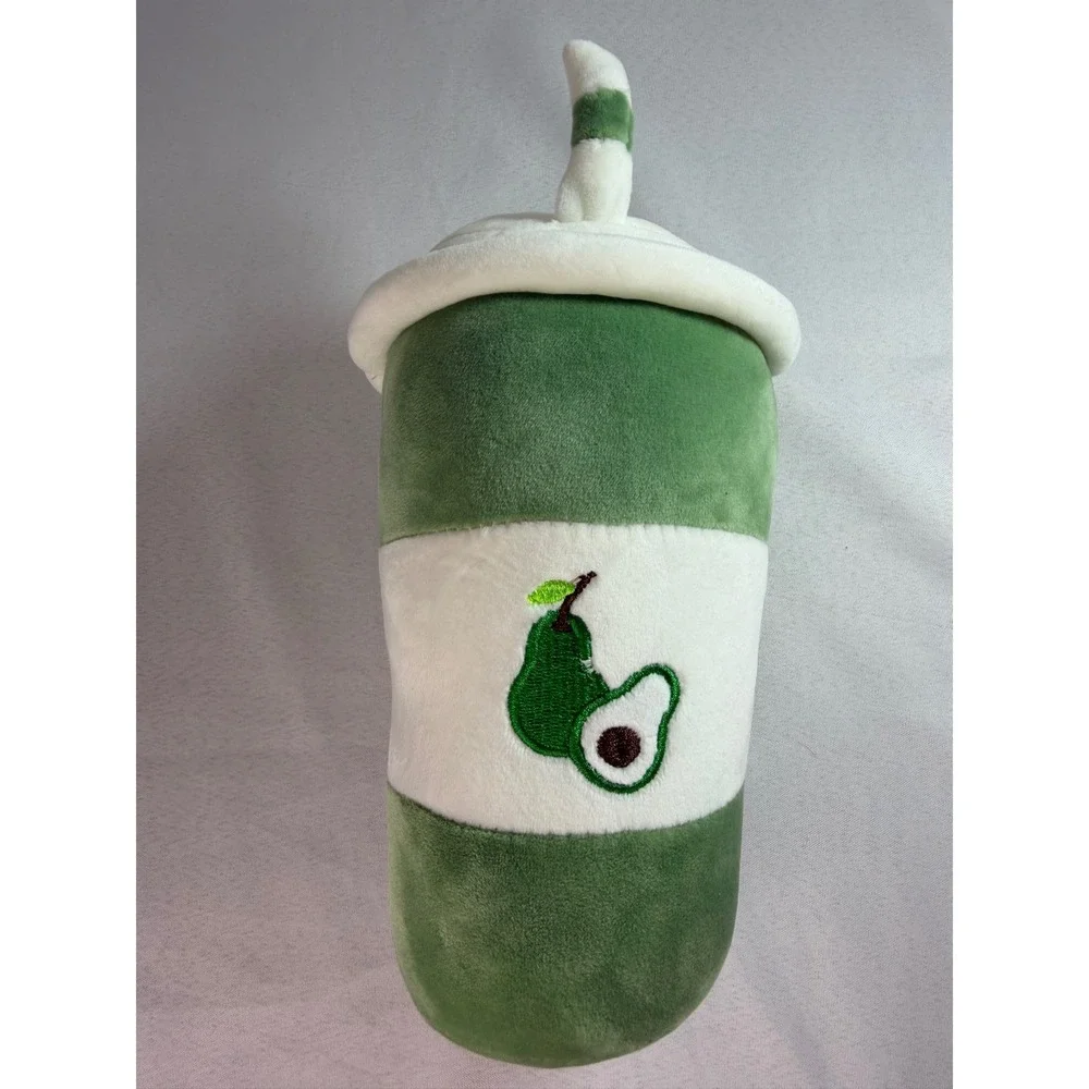 Green Avocado Smoothie Plush Toy Soft Embroidered‎ Drink Stuffed Animal Kawaii